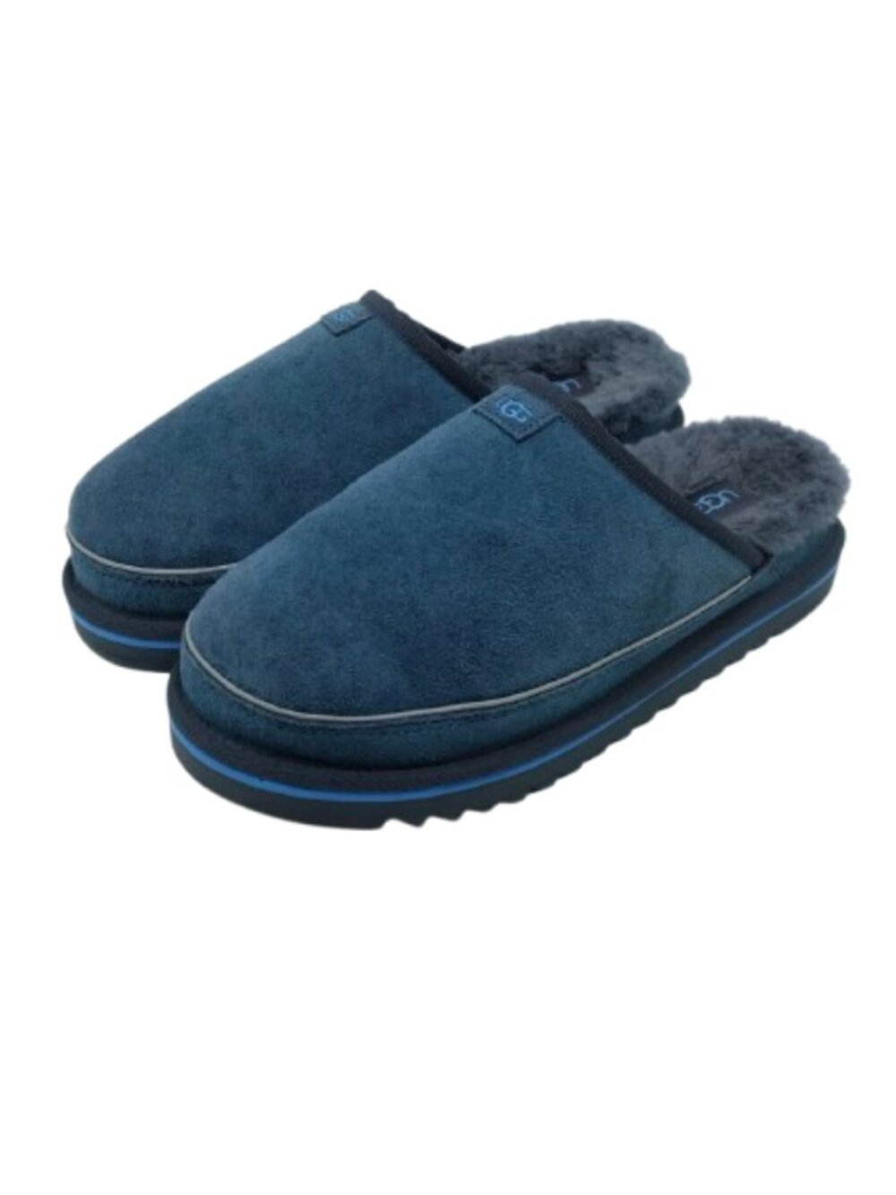 UGG~Scuff Cali Wave~INDOOR OUTDOOR SLIPPER SHOES Blue Suede Shearling Platform